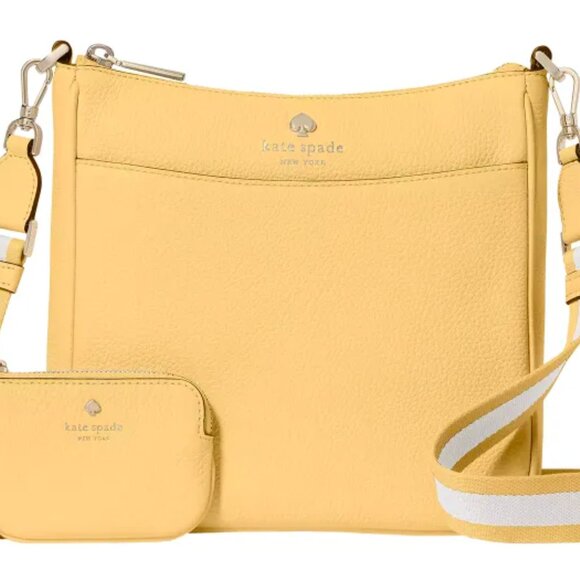 🏵️ NEW Kate Spade EMMA Saffiano Leather Swing-pack X-Body “Butternut Yellow" 🏵️ - Picture 2 of 5